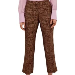 KATE SPADE Flora Animal Pront Jacquard Cropped Kick Flare Trousers Size 2 NEW